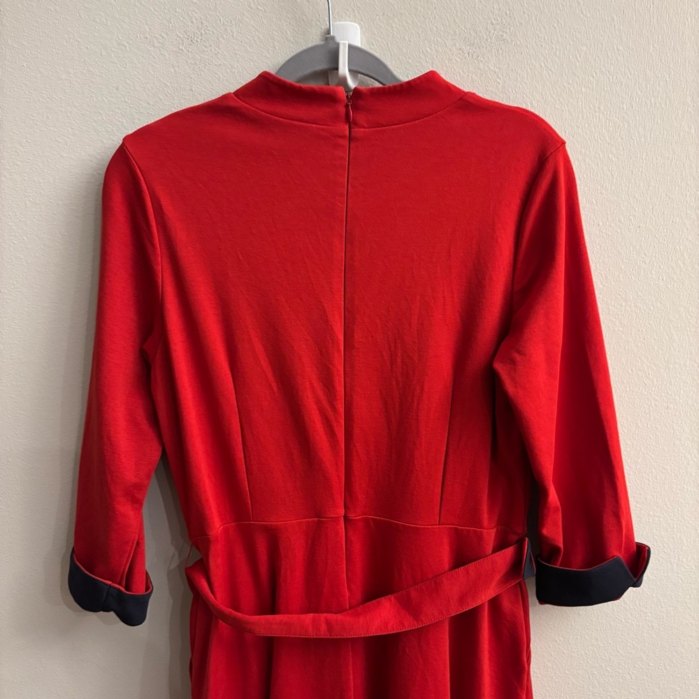 Boden Nerissa Ponte Midi Dress Red Navy size 12 - Picture 6 of 16